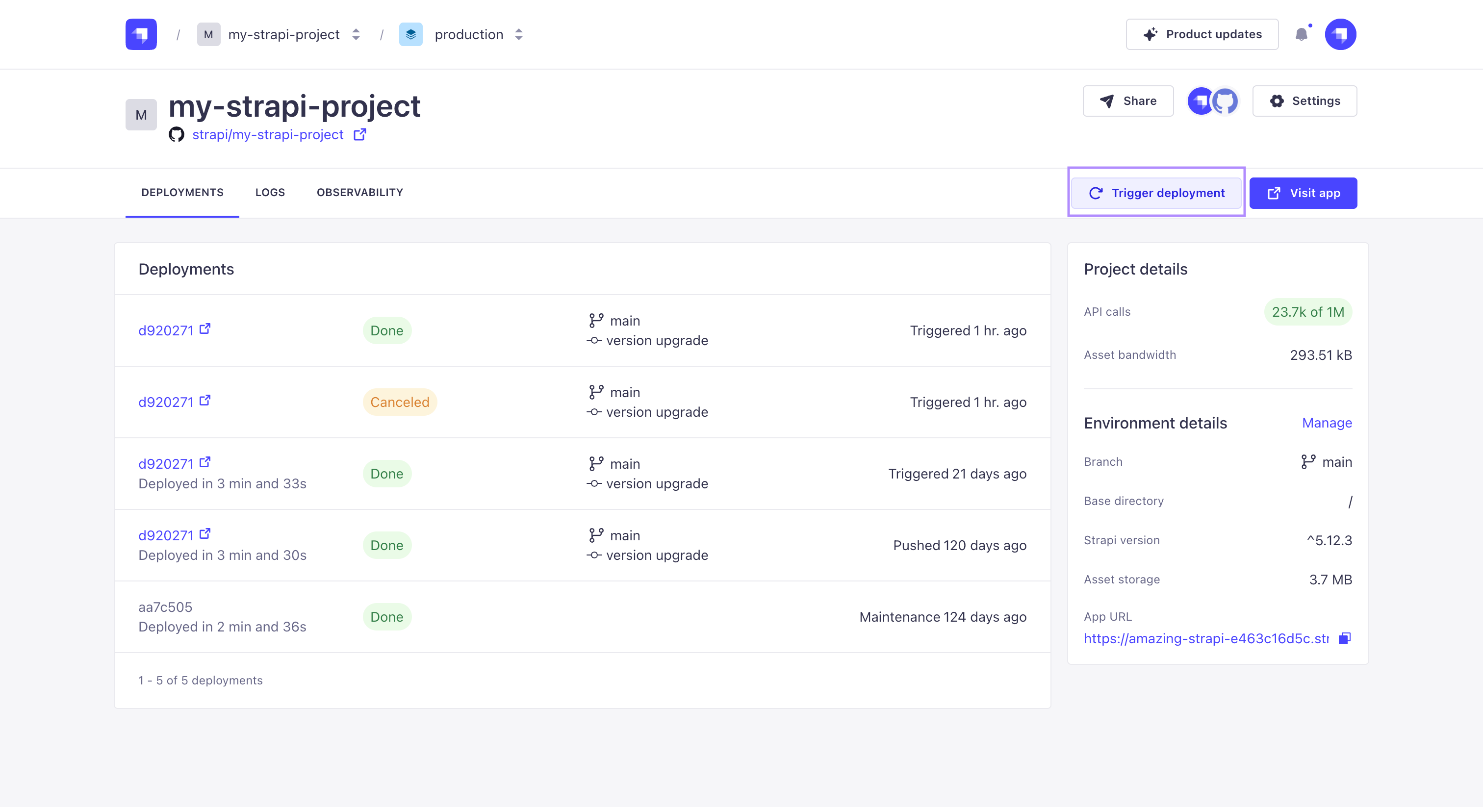 Triggering new deploy
